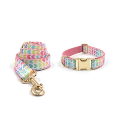 Colorful Hearts Dog Collar and Lead set, in Different Combos
