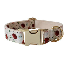 Cherry White Dog Collar and Lead Set Perfect for Christmas