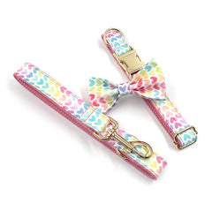 Colorful Hearts Dog Collar and Lead set, in Different Combos