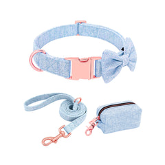 Personalized Laser Engraved Pastel Solid Color Dog Collar Rose Gold Plated buckle * Dog Bowtie, Dog Poop Bag Available