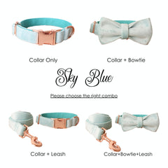 Personalized Engraved Handmade THICK Velvet dog collar, Leash Set, Bowtie Colors available Apple Green, Rose gold & Sky Blue