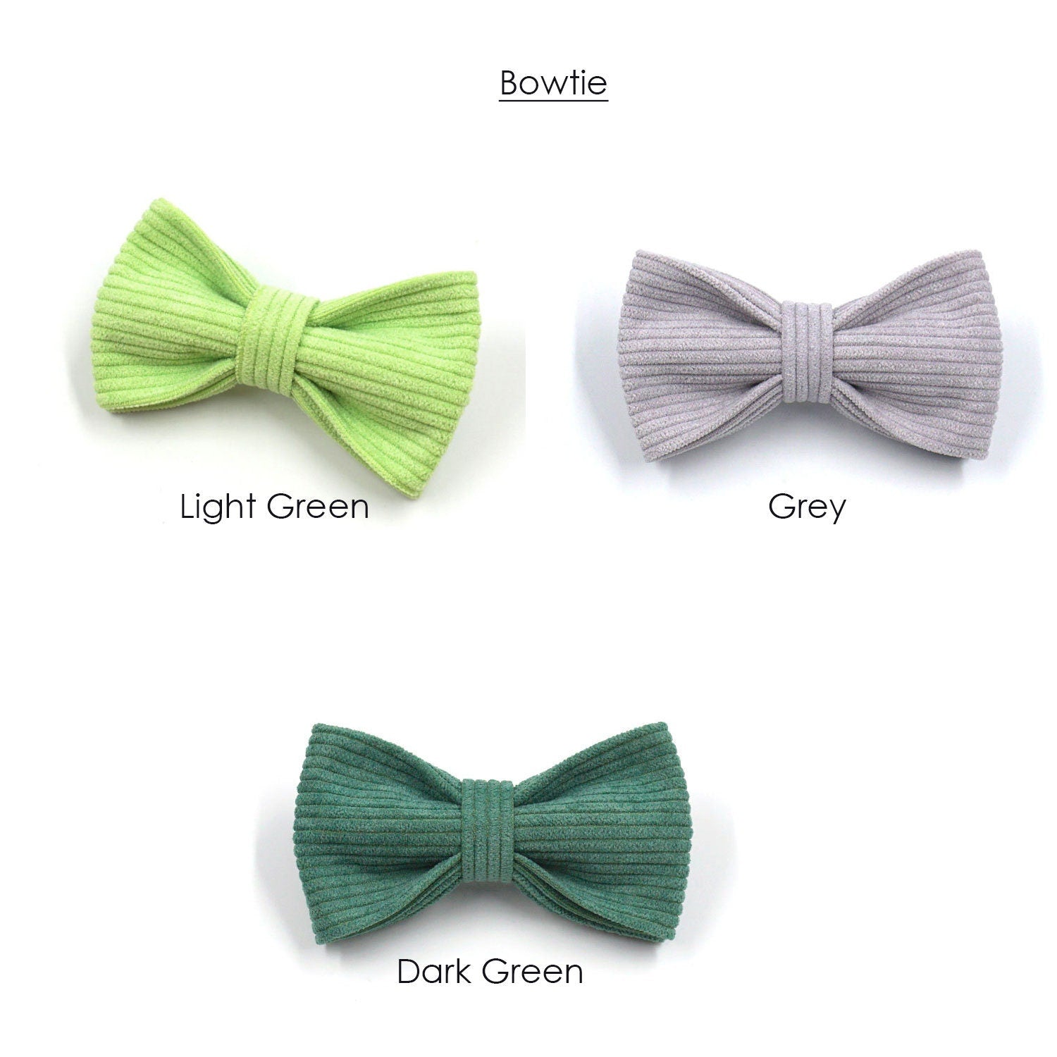 Grey Green Corduroy Dog Collar, Lead, Harness, Bowtie Mix and Match