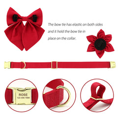 Silky Satin Wedding Dog Collar, Matching Sailor Bowtie and Flower