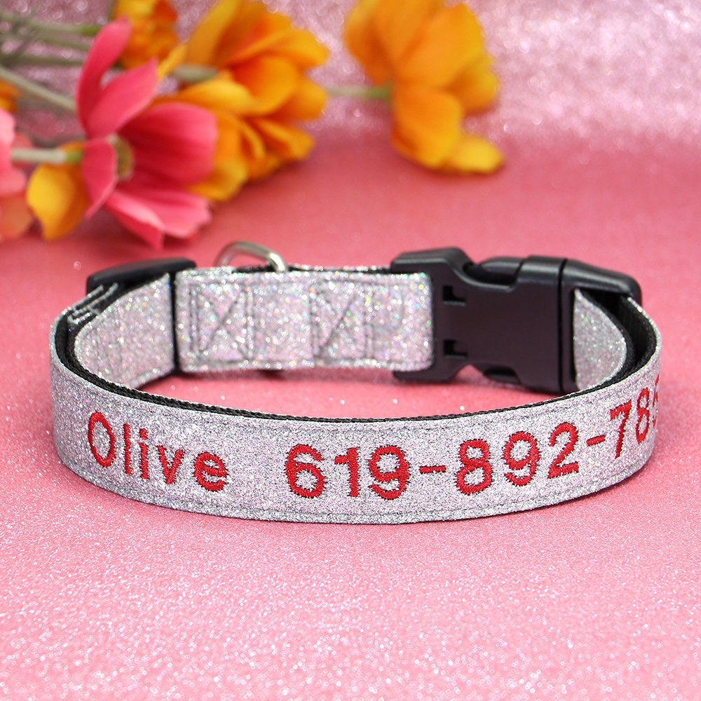 Glittery Nylon Lightweight Cat and Dog Collar with Plastic Buckle
