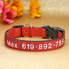 Glittery Nylon Lightweight Cat and Dog Collar with Plastic Buckle
