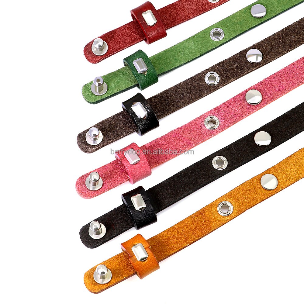 Personalized Engraved Handmade Genuine Leather Cat and Puppy Collar in Black, Green, Red, Yellow, Pink, Brown and Solid Pattern with Bell