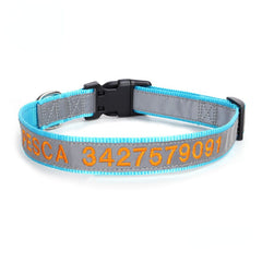 Personalised Reflective Lightweight Dog Collar, 13 Colors, Small to Large Dogs