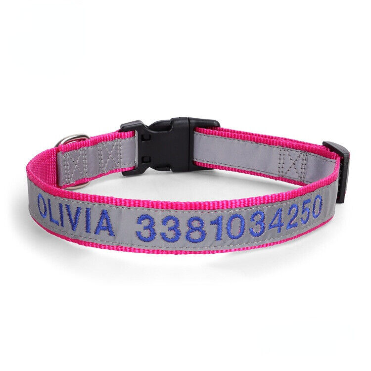 Personalised Reflective Lightweight Dog Collar, 13 Colors, Small to Large Dogs