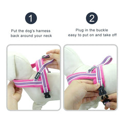 Reflective Step-In Dog Harness - No Pull, Front Ring /Seat Belt Leash Attachment